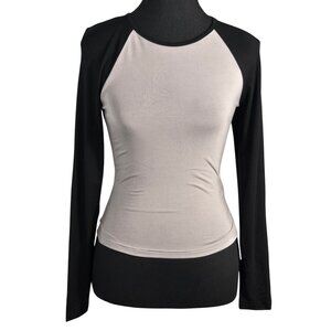 NWT | AVANOVA Two-Tone Raglan Top | Long Sleeve Baseball Tee | Black & Grey | XS
